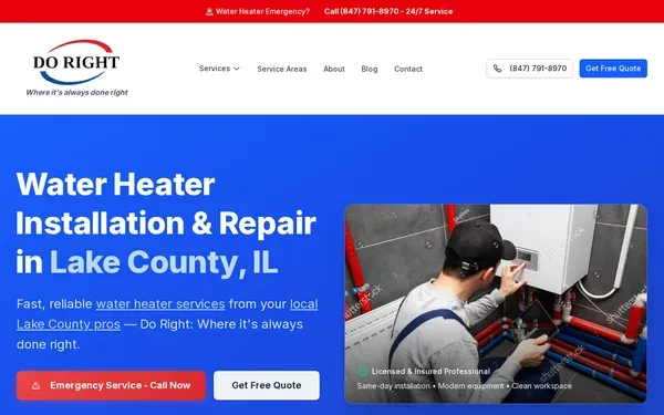Do Right - Water Heater Services - website screenshot