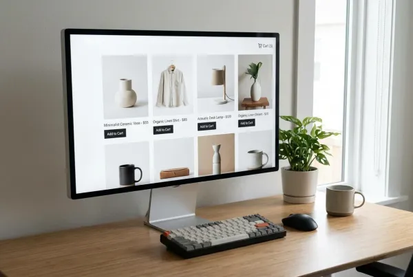 ecommerce website design showing product catalog and checkout