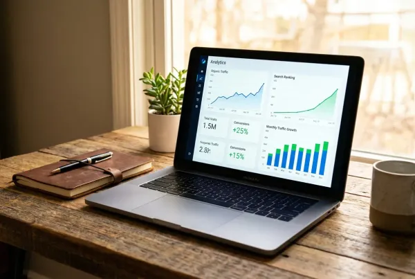 search ranking analytics showing upward traffic trend