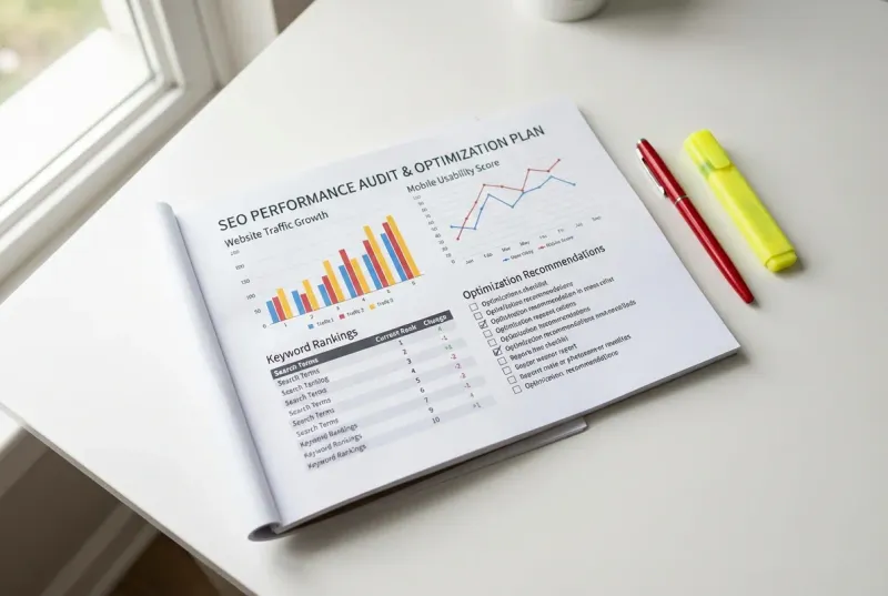 website audit report with optimization recommendations