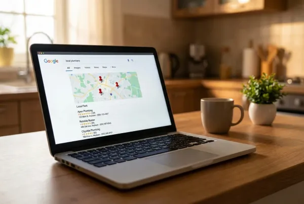 plumbing company appearing in local Google search results