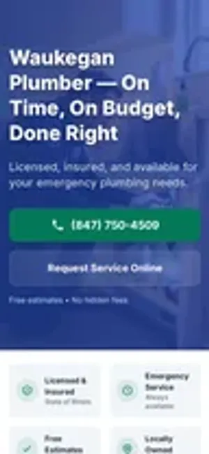 Waukegan Plumber Pros website on mobile