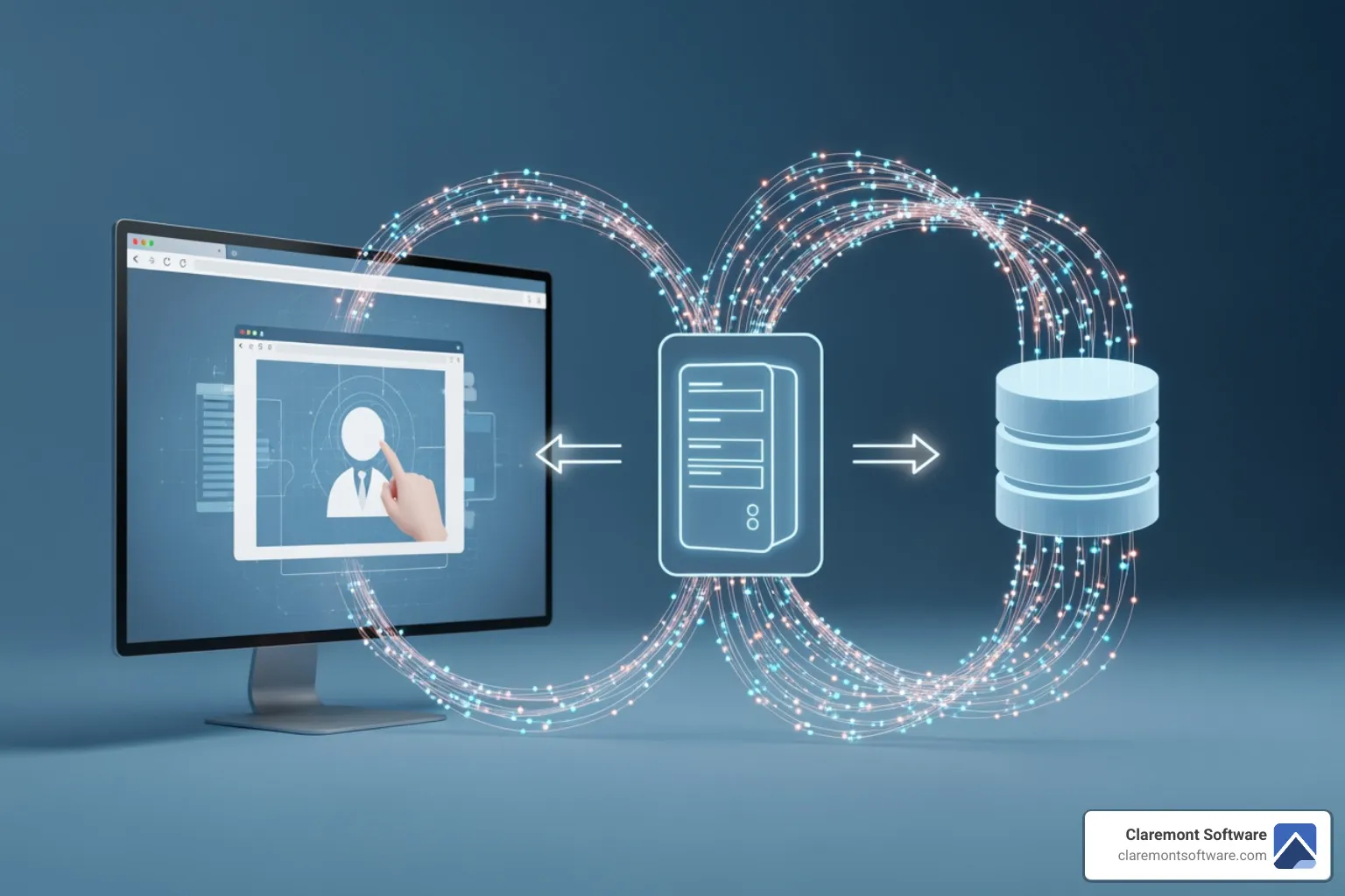 flow of data from user input to a database and back in a web app - custom web application development