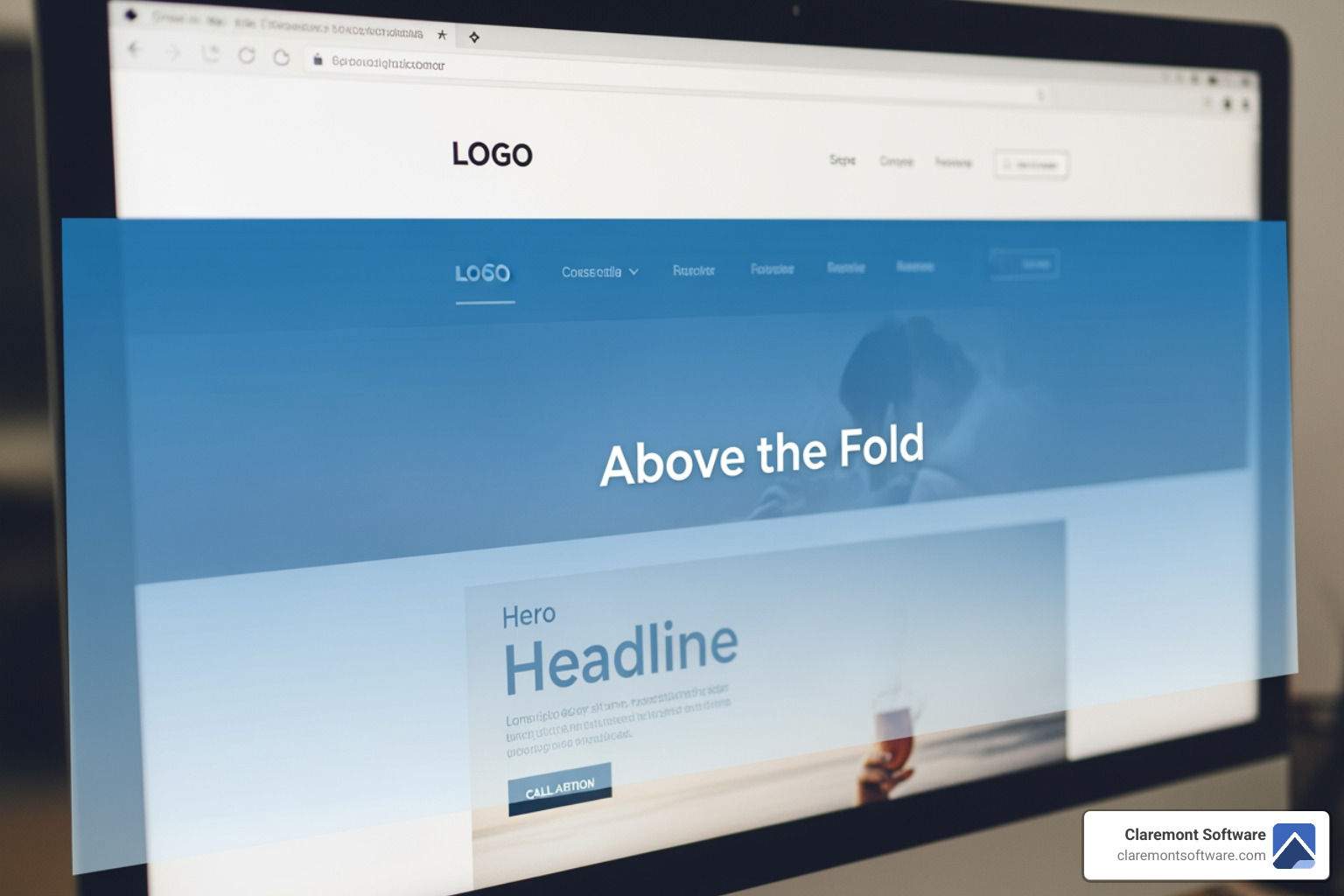 website highlighting the "above the fold" section - attorney website optimization tips