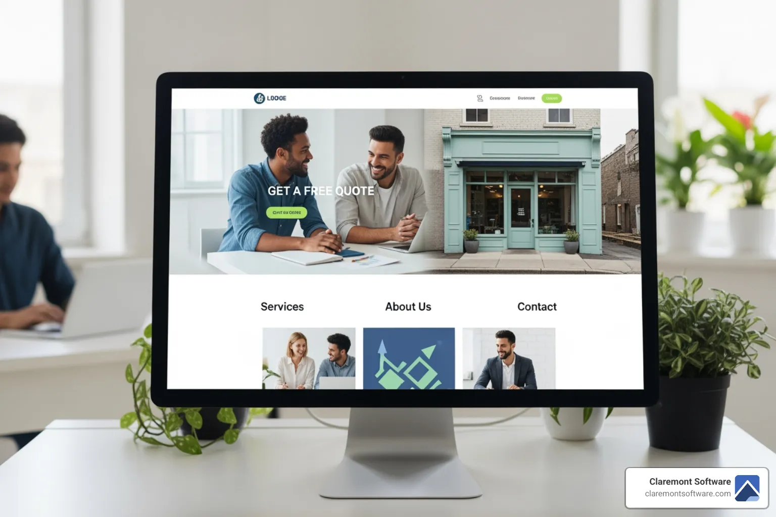 website with callouts to key design elements like navigation, CTA, and hero image - small business web page design website with callouts to key design elements like navigation, CTA, and hero image - small business web page design