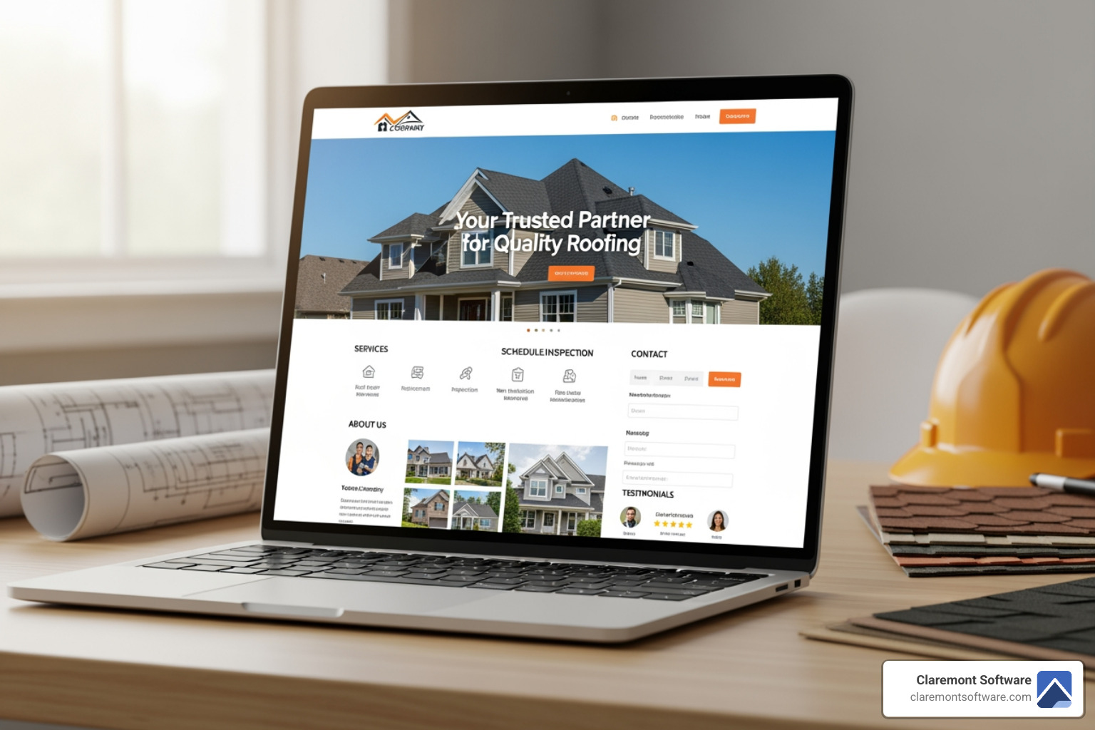 a split image showing a website on a smartphone. The left side shows a crowded, unreadable website, labeled "Not Mobile-Friendly." The right side shows a clean, well-organized website, labeled "Mobile-Friendly." - roofing company website design