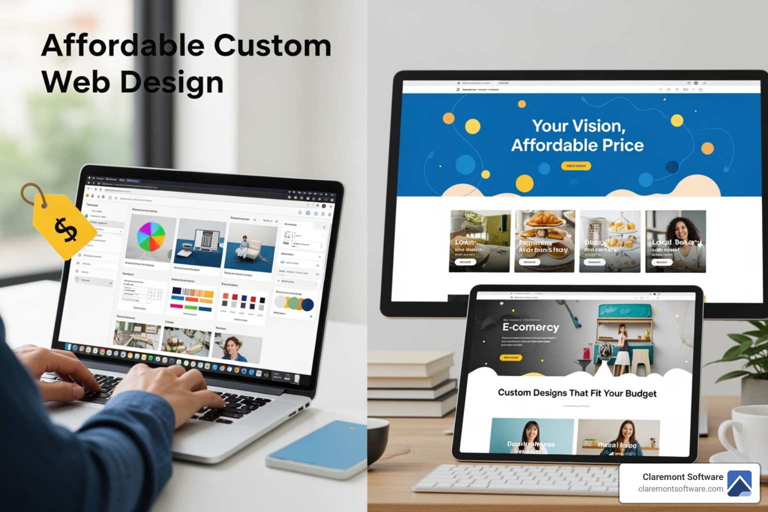 professional small business website displayed on a laptop and a smartphone - Affordable custom web design