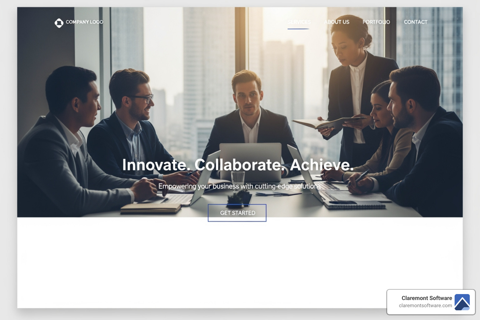 website with a large, impactful hero image and clear CTA - business website layout