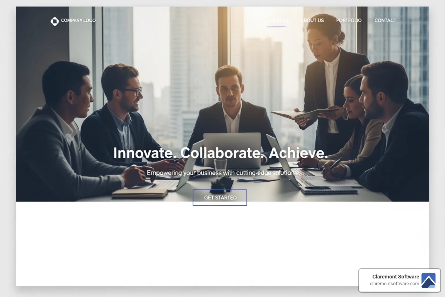 website with a large, impactful hero image and clear CTA - business website layout