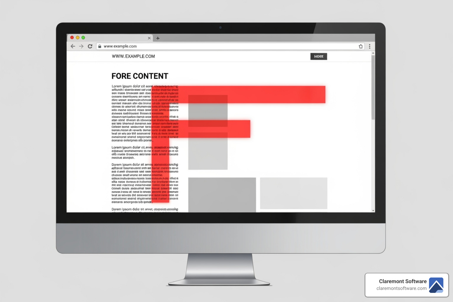 F-Pattern scan path on a webpage - business website layout