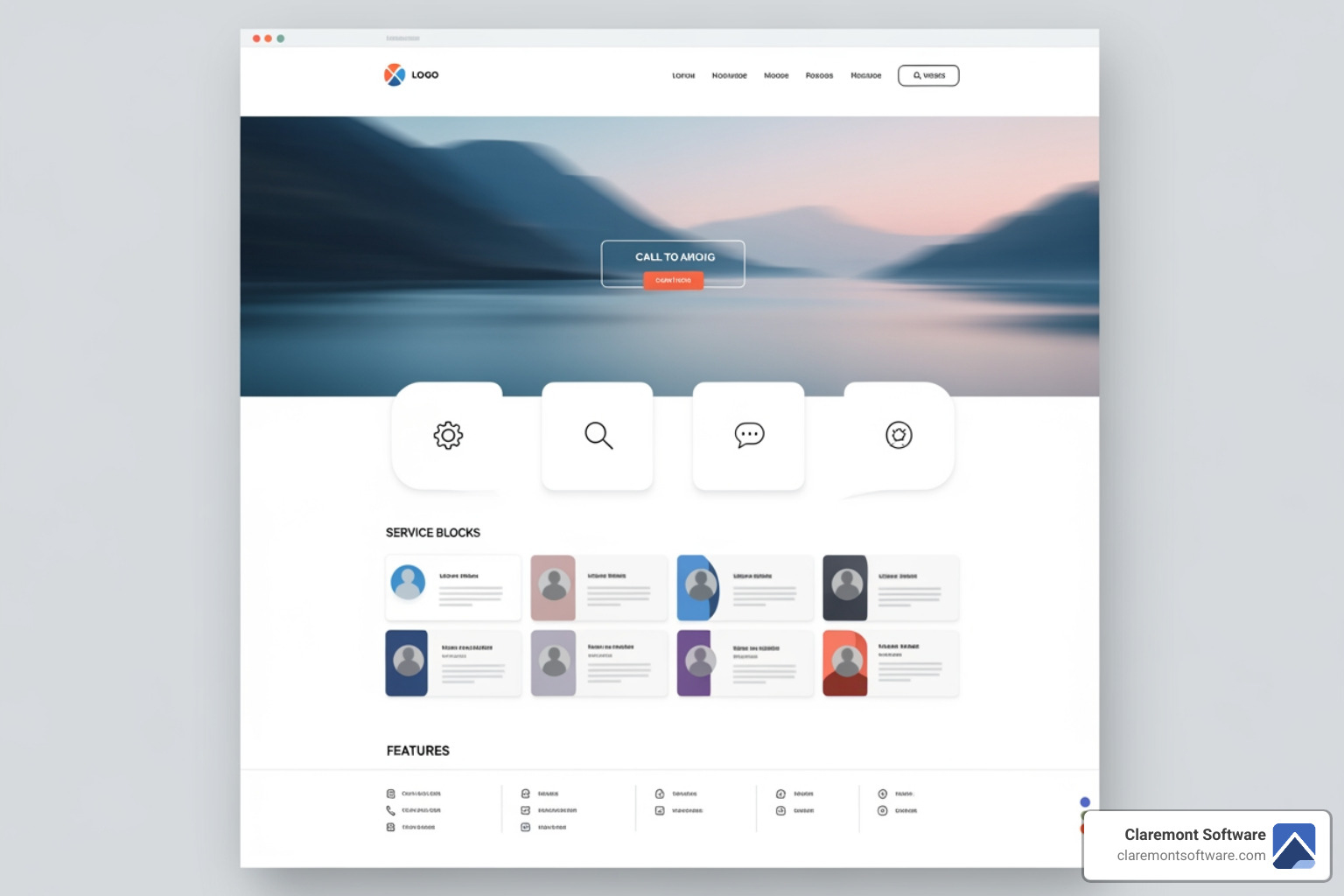 well-structured website homepage with key elements highlighted - custom websites for small businesses