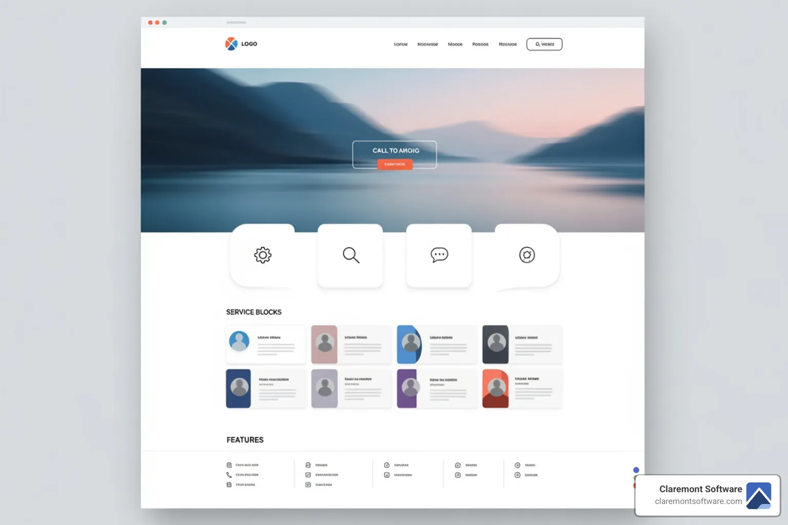 well-structured website homepage with key elements highlighted - custom websites for small businesses