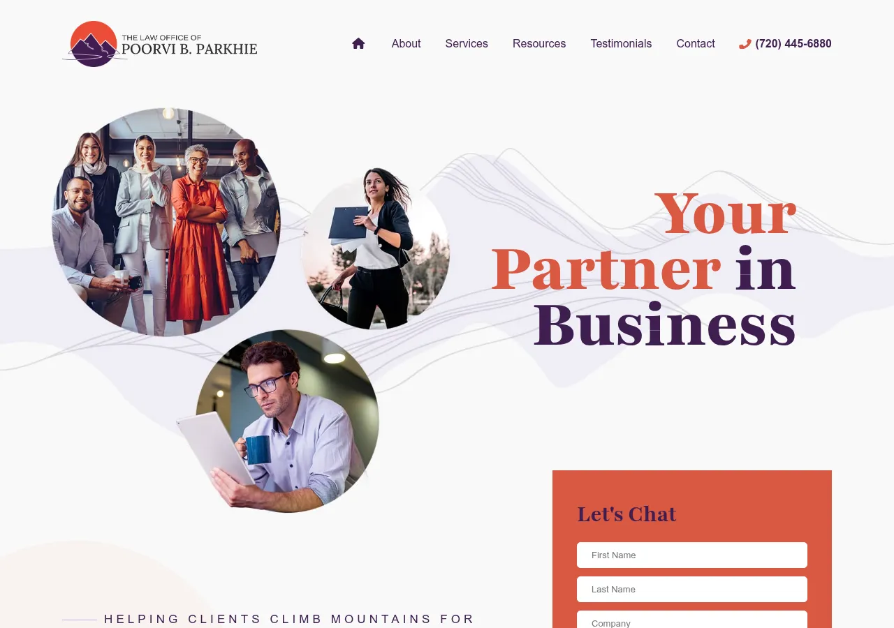 Screenshot of Law Office of Poorvi B. Parkhie website homepage